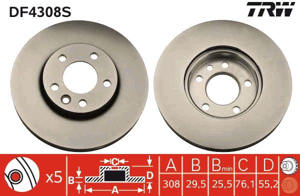 TRW DF4308S - Bremsscheibe