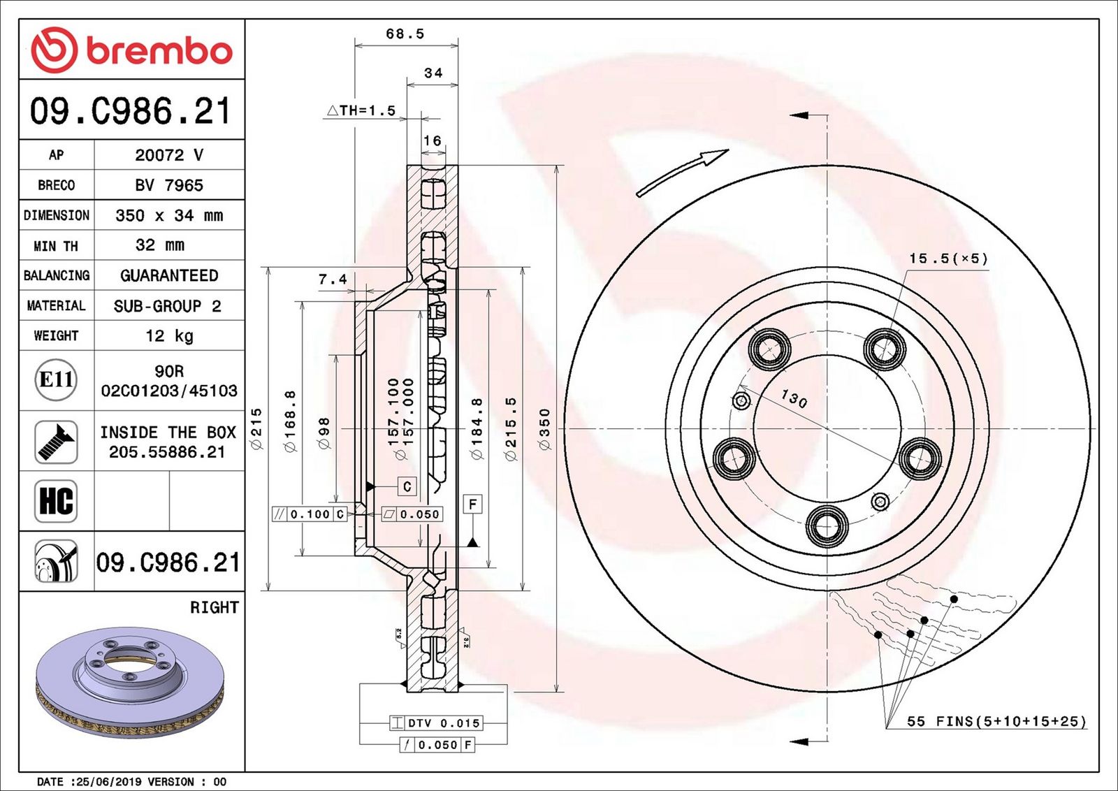 BREMBO 09.C986.21 - Bremsscheibe