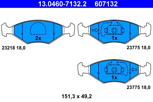 ATE 13.0460-7132.2 - Bremsbelagsatz, Scheibenbremse