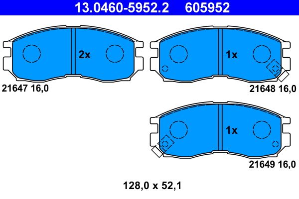 ATE 13.0460-5952.2 - Bremsbelagsatz, Scheibenbremse