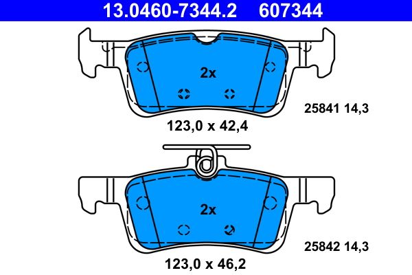 ATE 13.0460-7344.2 - Bremsbelagsatz, Scheibenbremse