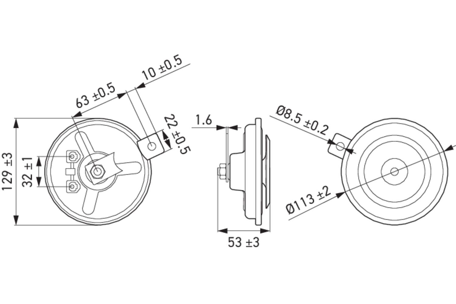 HELLA 3BA 002 768-082 - Horn