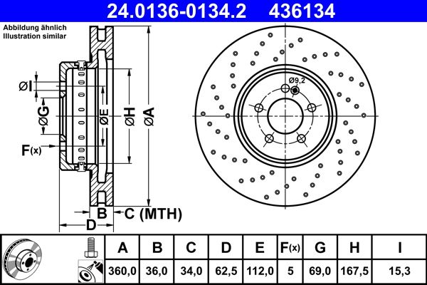 ATE 24.0136-0134.2 - Bremsscheibe