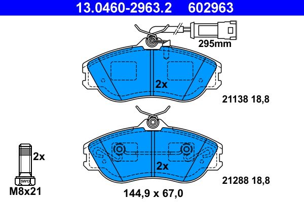 ATE 13.0460-2963.2 - Bremsbelagsatz, Scheibenbremse