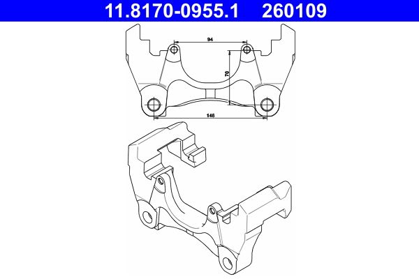 ATE 11.8170-0955.1 - Halter, Bremssattel