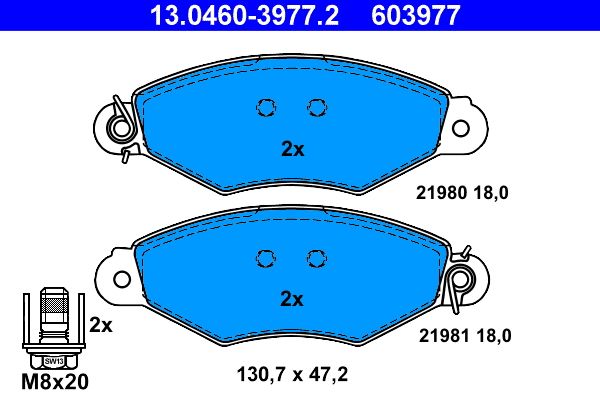 ATE 13.0460-3977.2 - Bremsbelagsatz, Scheibenbremse