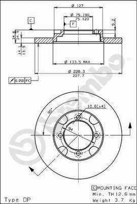 BREMBO 08.5356.10 - Bremsscheibe