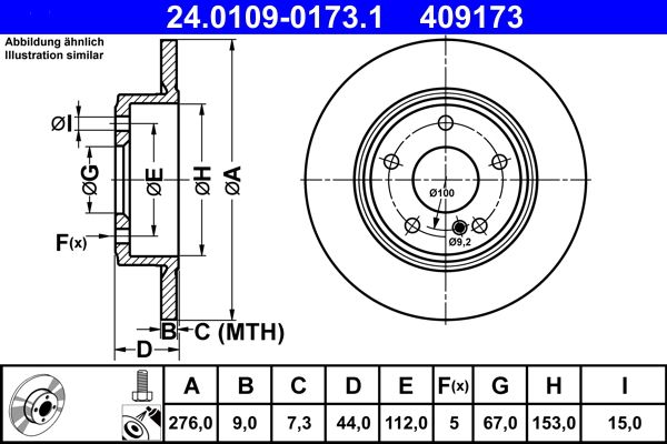 ATE 24.0109-0173.1 - Bremsscheibe