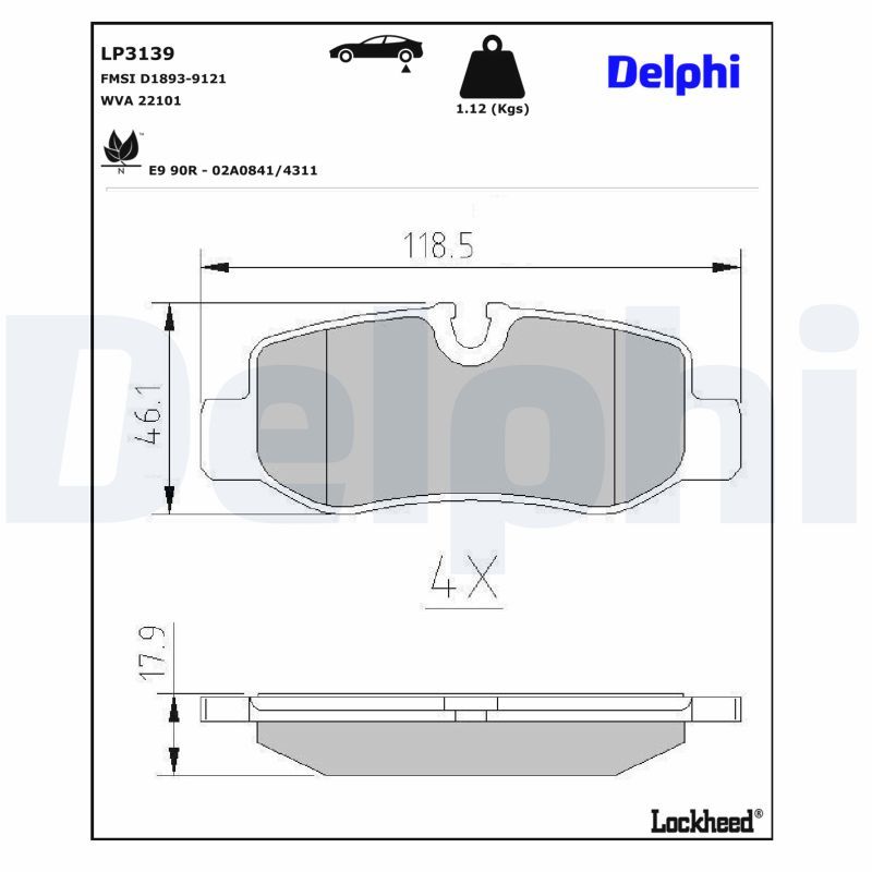 DELPHI LP3139 - Bremsbelagsatz, Scheibenbremse
