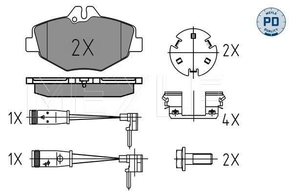 MEYLE 025 237 4320-1/PD - Bremsbelagsatz, Scheibenbremse