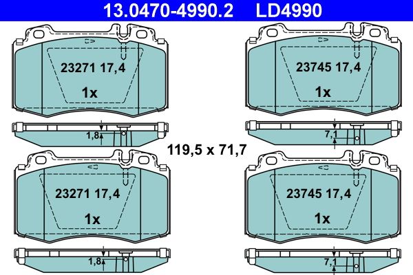 ATE 13.0470-4990.2 - Bremsbelagsatz, Scheibenbremse