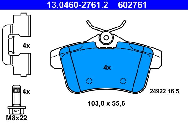 ATE 13.0460-2761.2 - Bremsbelagsatz, Scheibenbremse