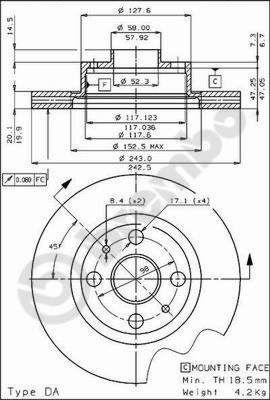 BREMBO 09.4289.10 - Bremsscheibe