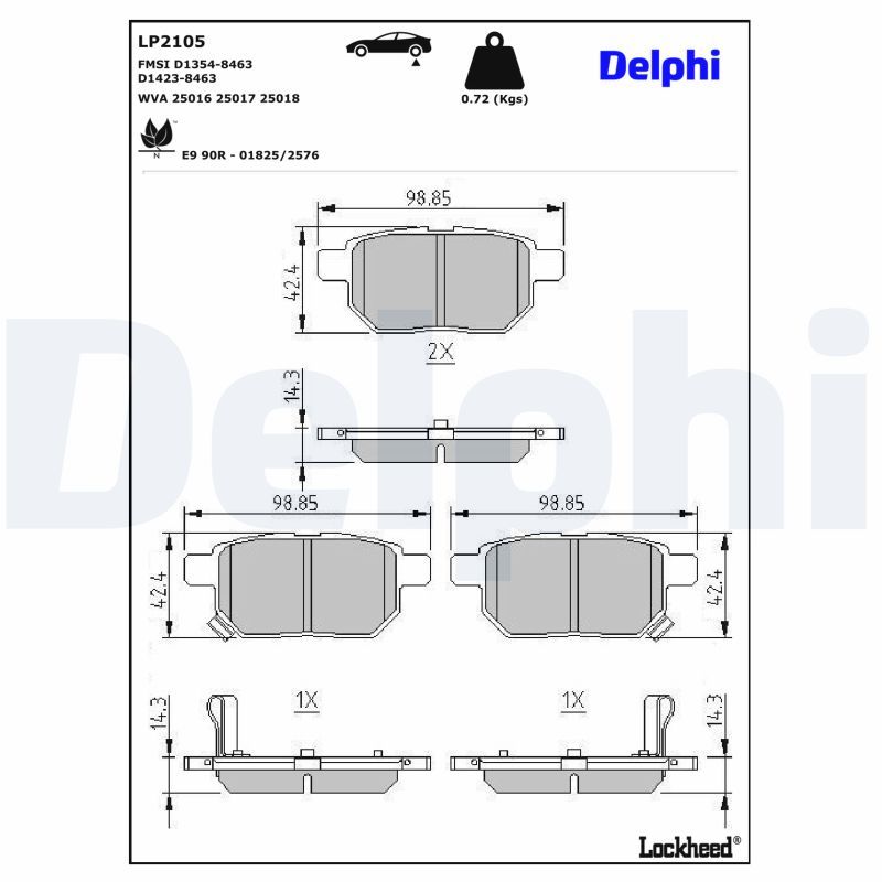 DELPHI LP2105 - Bremsbelagsatz, Scheibenbremse