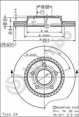 BREMBO 09.4964.10 - Bremsscheibe
