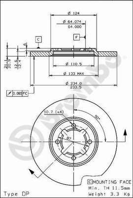 BREMBO 08.6740.10 - Bremsscheibe