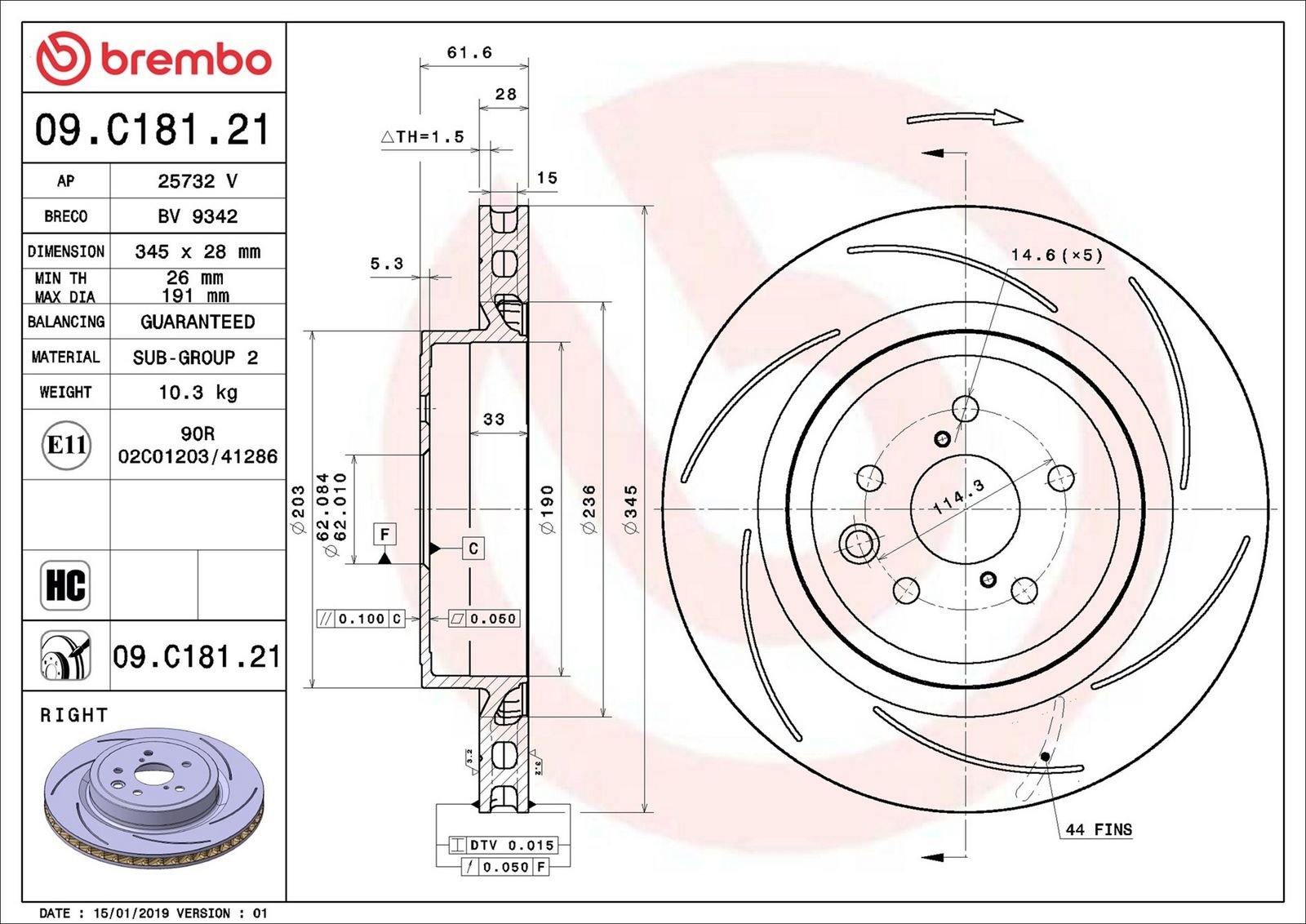 BREMBO 09.C181.21 - Bremsscheibe
