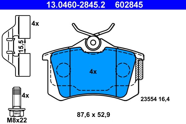 ATE 13.0460-2845.2 - Bremsbelagsatz, Scheibenbremse