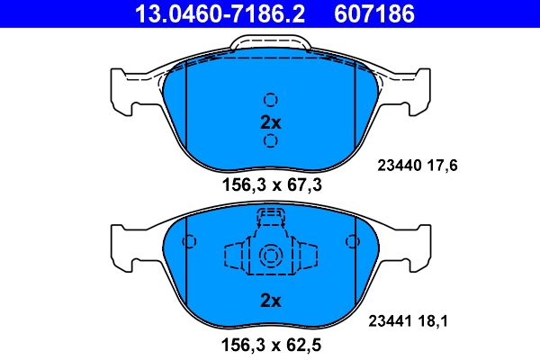 ATE 13.0460-7186.2 - Bremsbelagsatz, Scheibenbremse