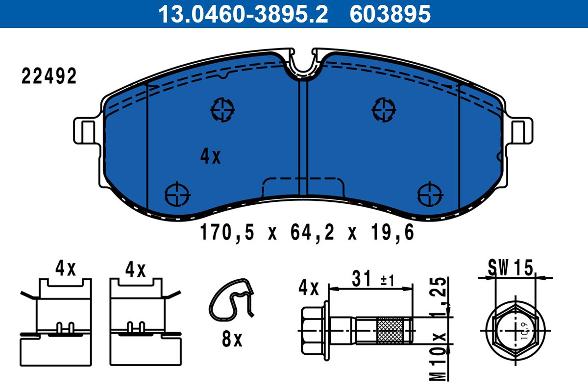 ATE 13.0460-3895.2 - Bremsbelagsatz, Scheibenbremse