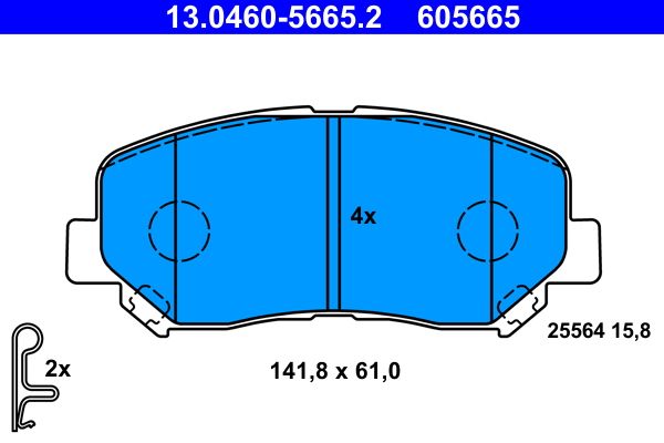 ATE 13.0460-5665.2 - Bremsbelagsatz, Scheibenbremse