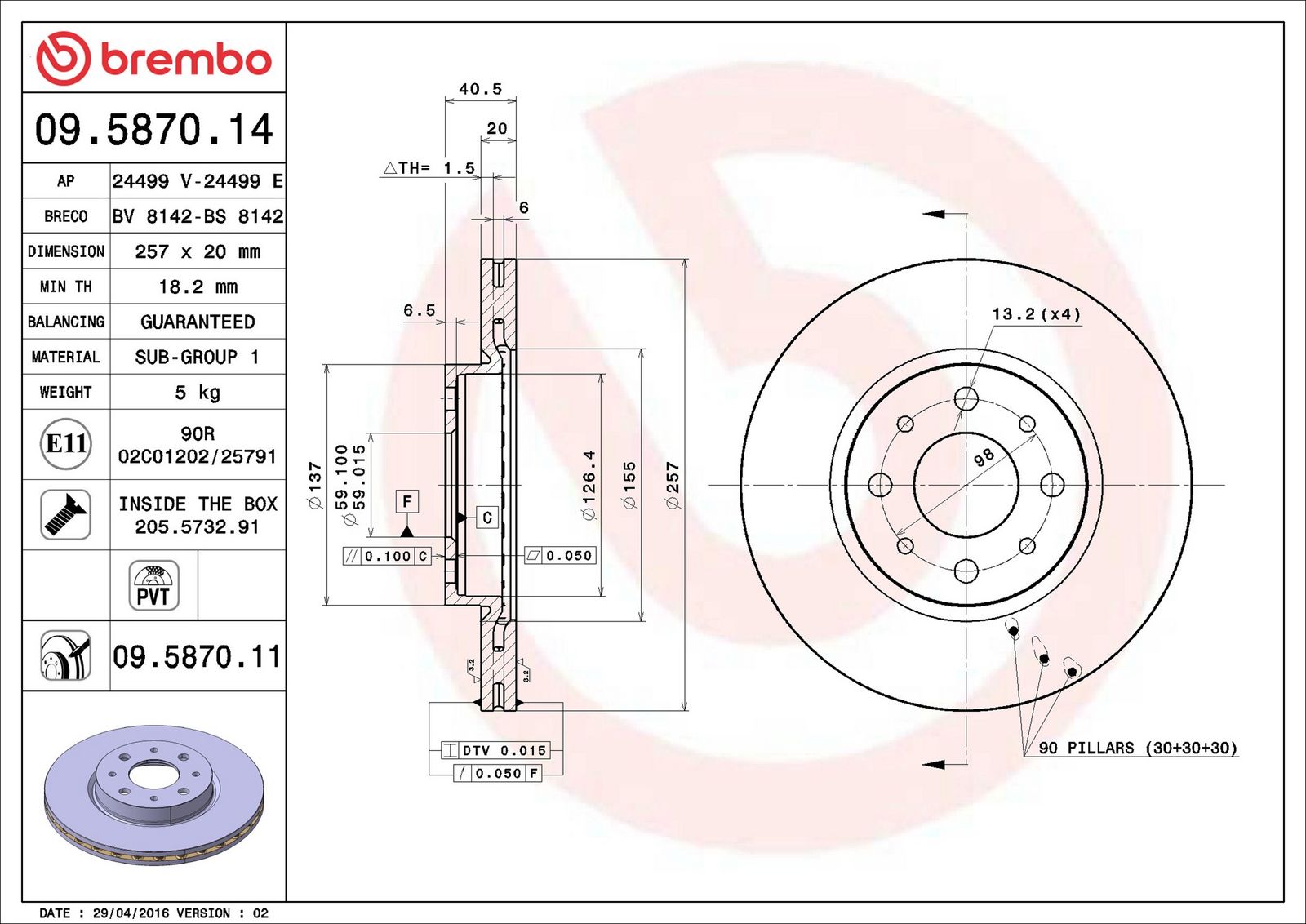 BREMBO 09.5870.11 - Bremsscheibe