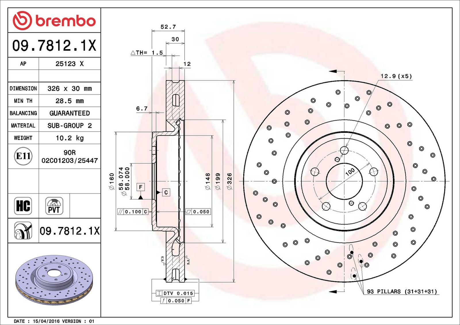 BREMBO 09.7812.1X - Bremsscheibe
