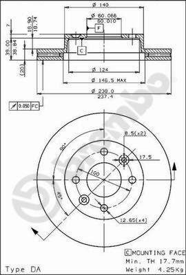 BREMBO 09.4925.20 - Bremsscheibe