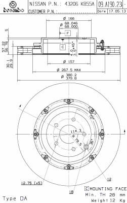 BREMBO 09.A190.23 - Bremsscheibe