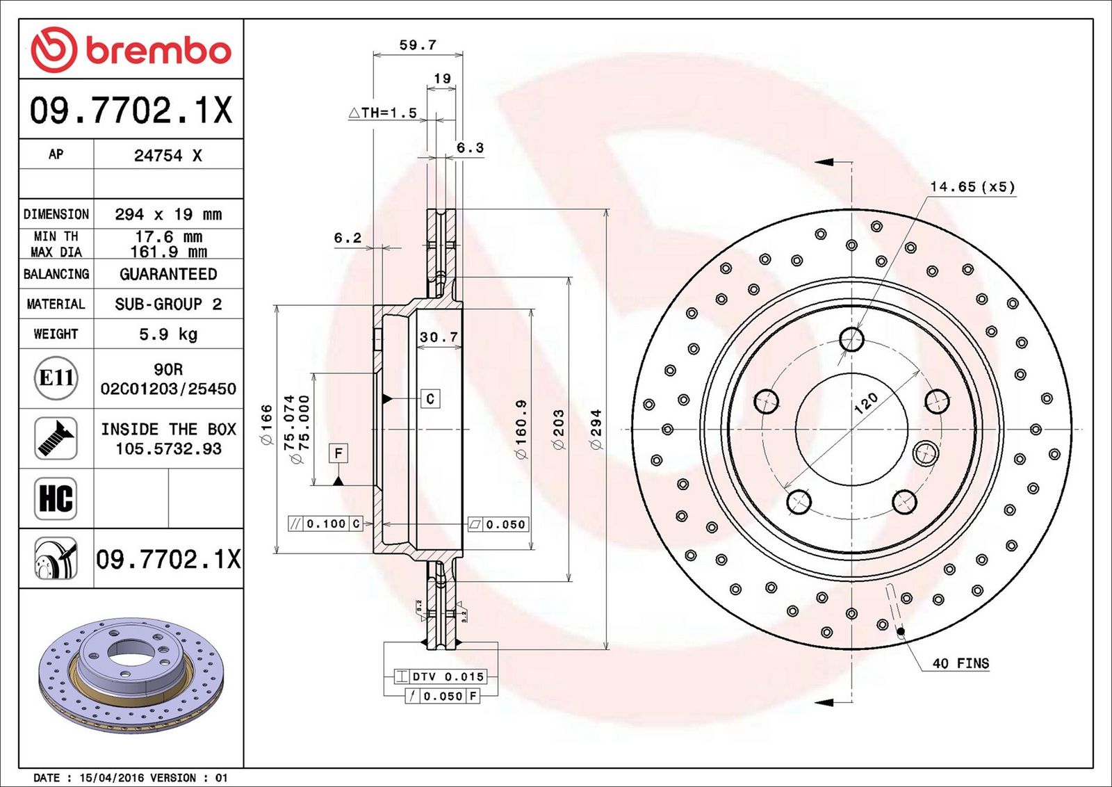 BREMBO 09.7702.1X - Bremsscheibe