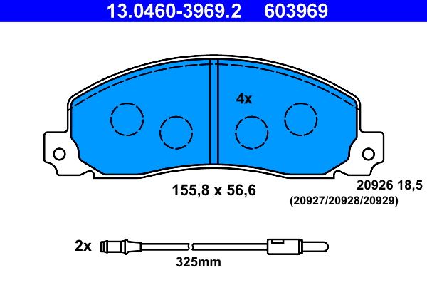 ATE 13.0460-3969.2 - Bremsbelagsatz, Scheibenbremse