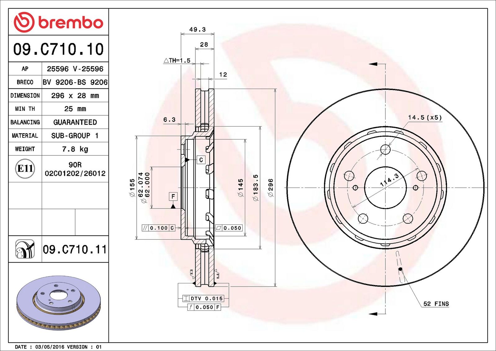 BREMBO 09.C710.11 - Bremsscheibe