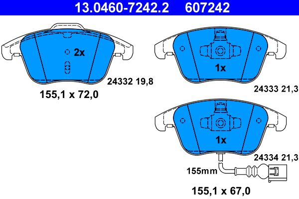 ATE 13.0460-7242.2 - Bremsbelagsatz, Scheibenbremse