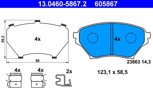 ATE 13.0460-5867.2 - Bremsbelagsatz, Scheibenbremse