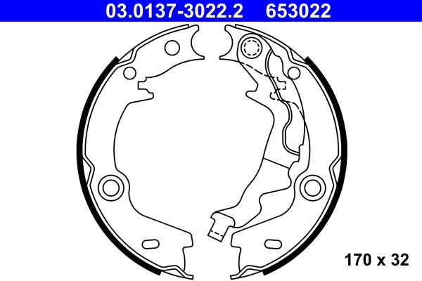 ATE 03.0137-3022.2 - Bremsbackensatz, Feststellbremse