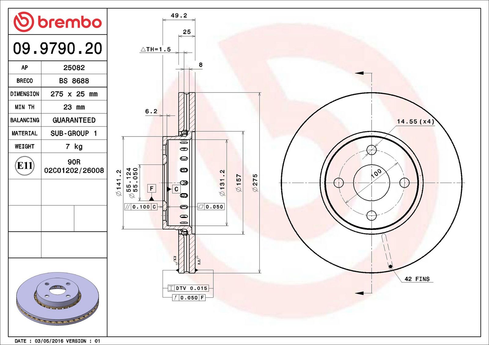 BREMBO 09.9790.20 - Bremsscheibe