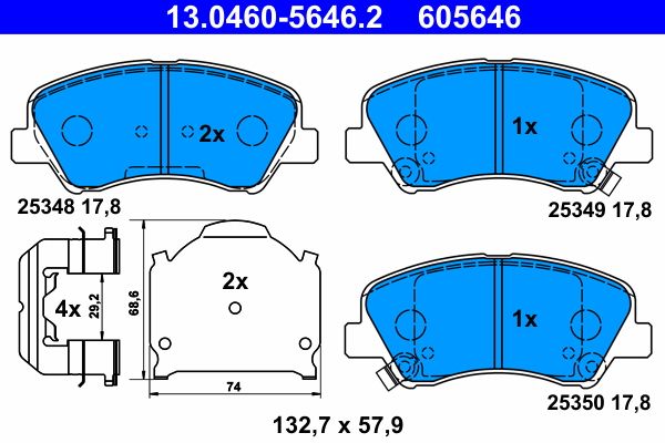 ATE 13.0460-5646.2 - Bremsbelagsatz, Scheibenbremse
