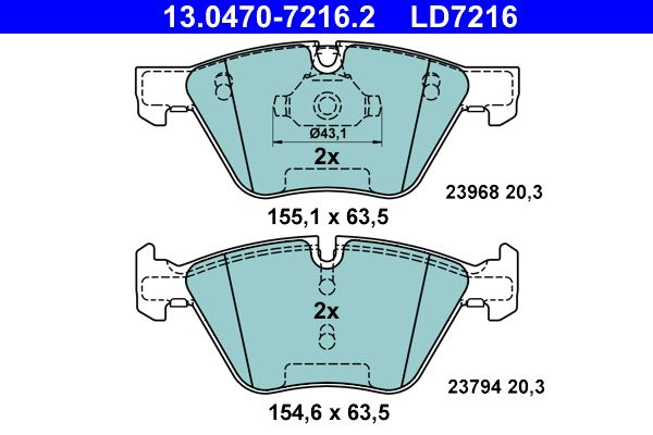 ATE 13.0470-7216.2 - Bremsbelagsatz, Scheibenbremse