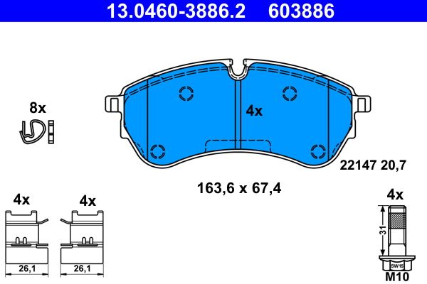 ATE 13.0460-3886.2 - Bremsbelagsatz, Scheibenbremse