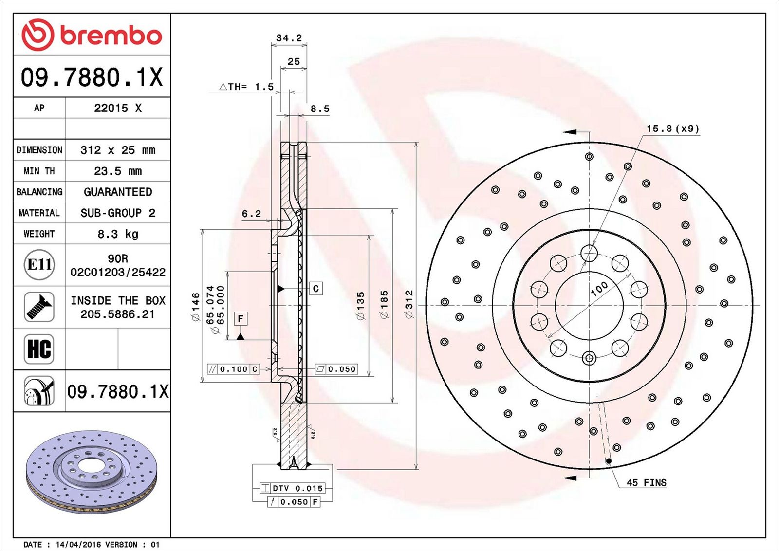 BREMBO 09.7880.1X - Bremsscheibe