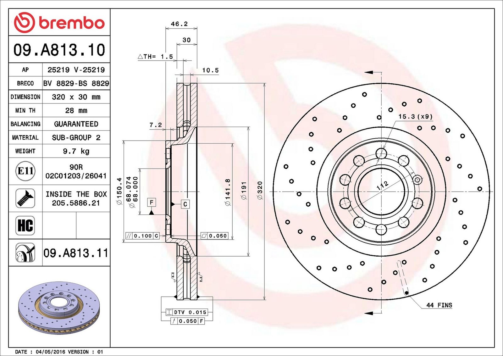 BREMBO 09.A813.11 - Bremsscheibe