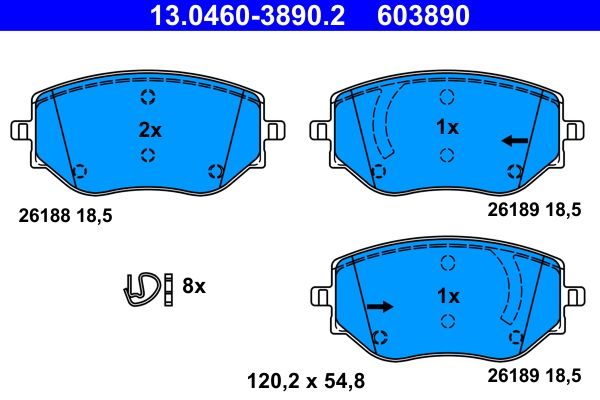 ATE 13.0460-3890.2 - Bremsbelagsatz, Scheibenbremse