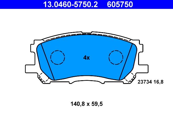 ATE 13.0460-5750.2 - Bremsbelagsatz, Scheibenbremse