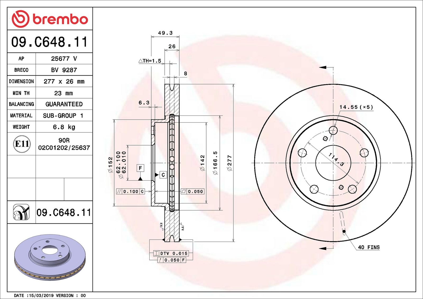 BREMBO 09.C648.11 - Bremsscheibe