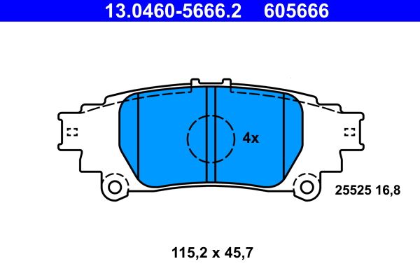 ATE 13.0460-5666.2 - Bremsbelagsatz, Scheibenbremse