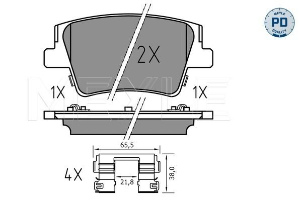 MEYLE 025 240 0016/PD - Bremsbelagsatz, Scheibenbremse