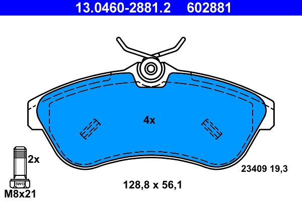ATE 13.0460-2881.2 - Bremsbelagsatz, Scheibenbremse