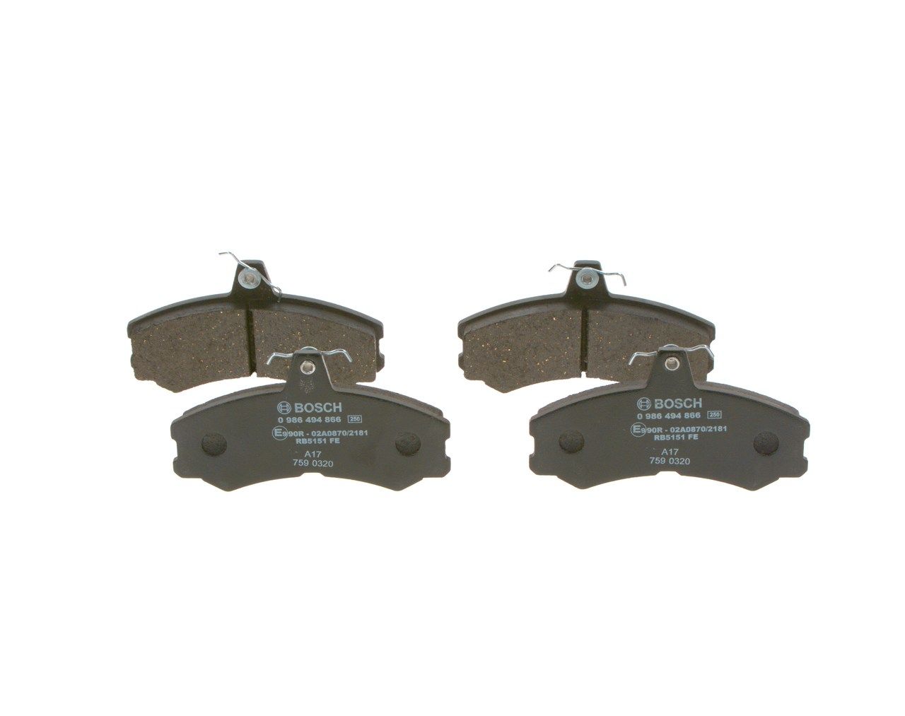 BOSCH 0 986 494 866 - Bremsbelagsatz, Scheibenbremse
