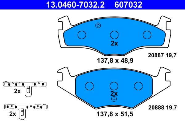 ATE 13.0460-7032.2 - Bremsbelagsatz, Scheibenbremse