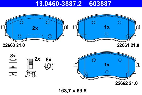 ATE 13.0460-3887.2 - Bremsbelagsatz, Scheibenbremse